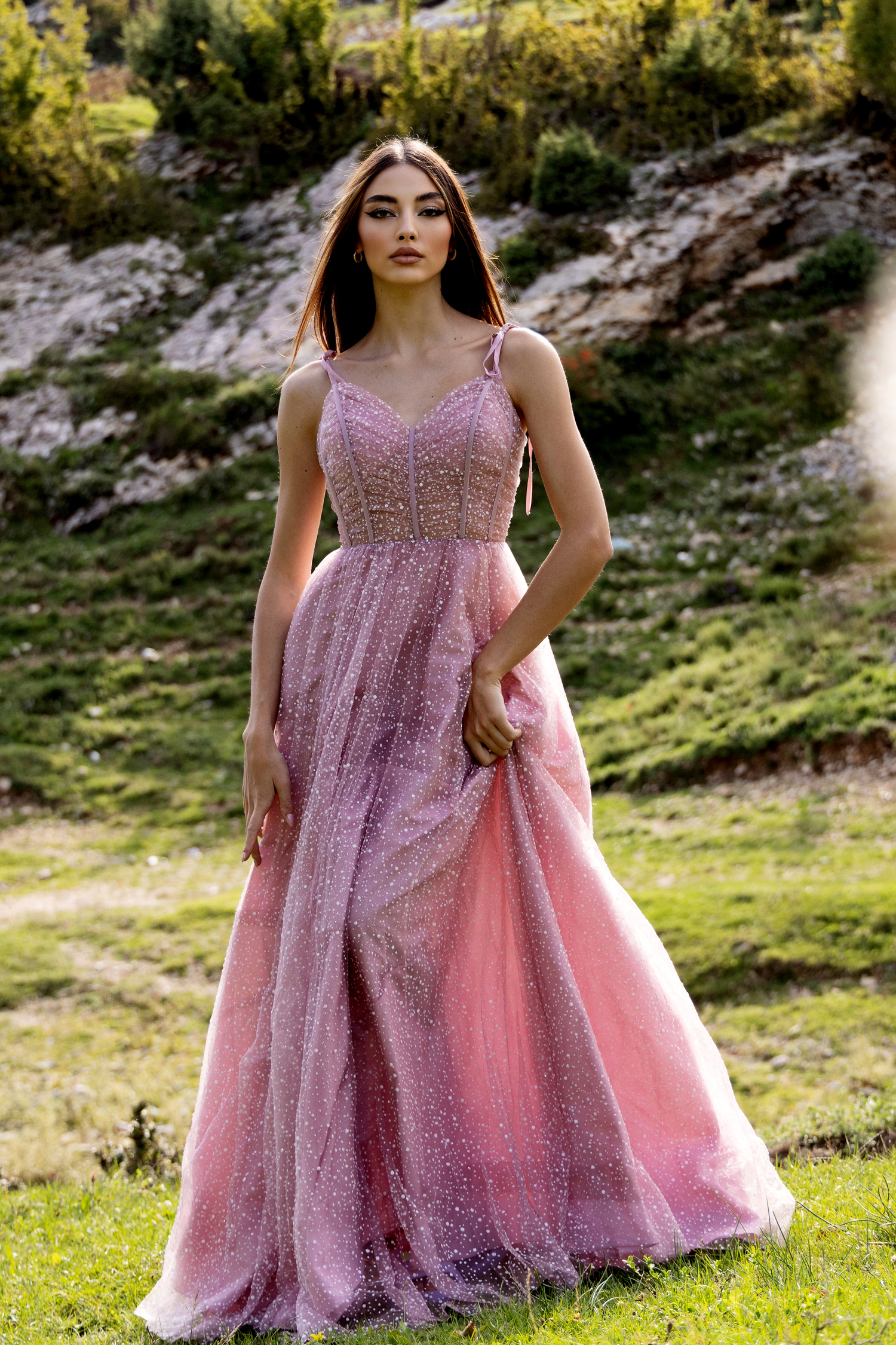 A Line Glitter Ball Gown Dress TK311