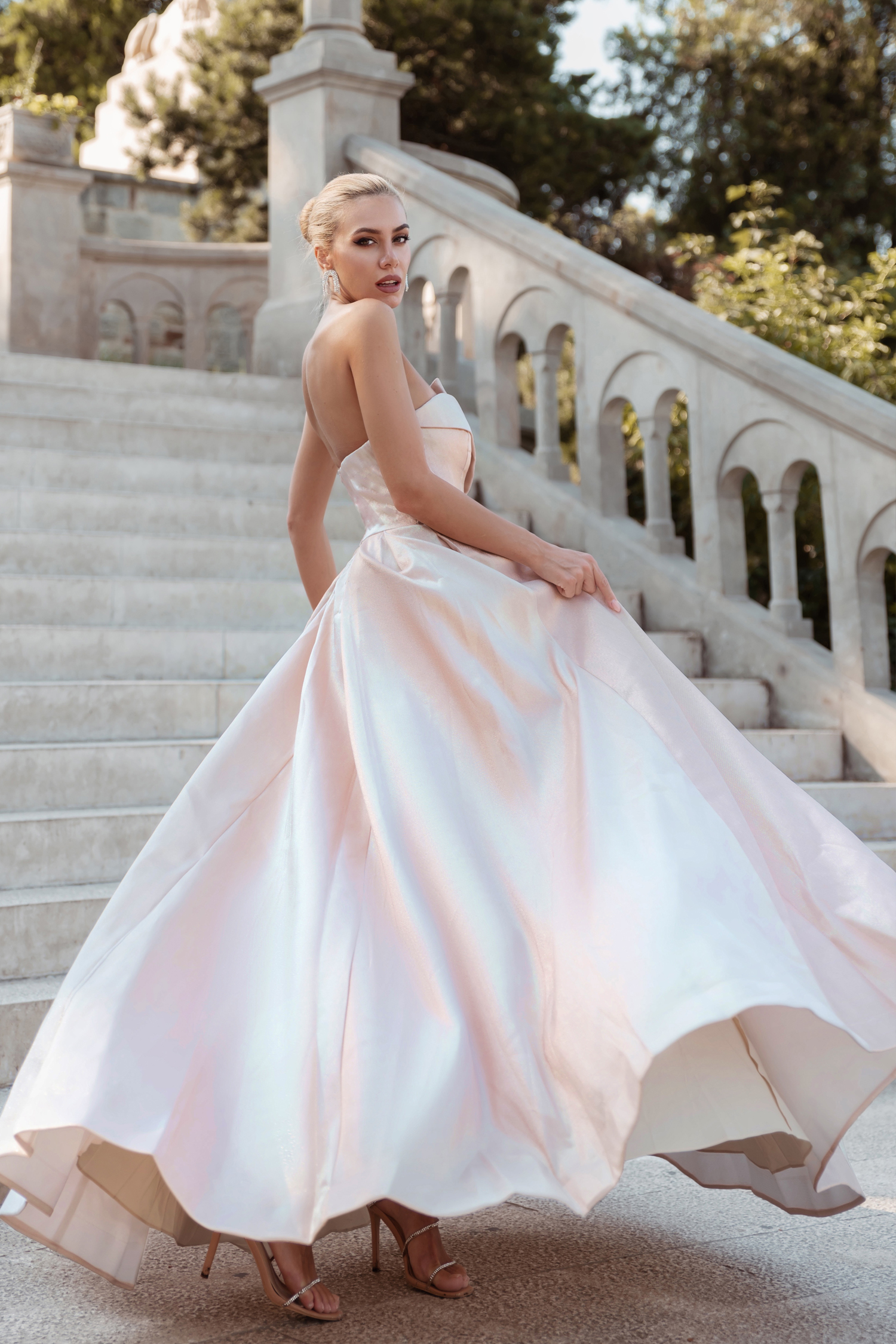 Strapless Straight Neck A Line Ball Gown Dress TW071