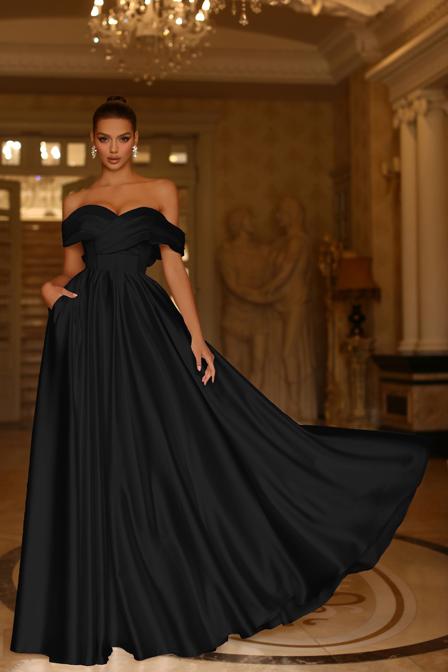 Off Shoulder Sweetheart Neckline Full Length Skirt Formal Dress