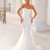 White Wedding Dress With Beaded Lace Fabric Front View